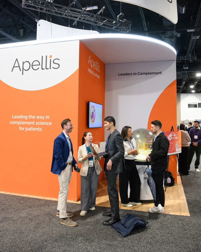 Delegates gathered at the Apellis exhibition stand