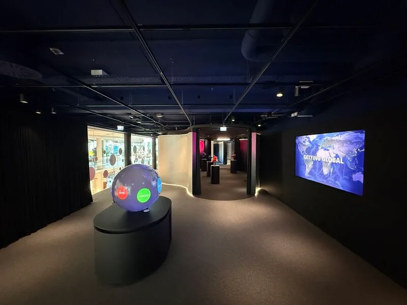 The spherical display within Financial Life Park's visitor environment