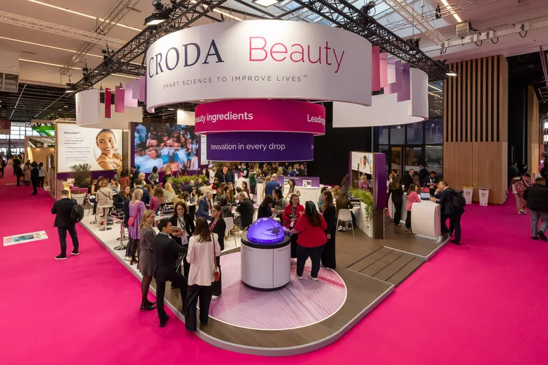 Interactive PufferTouch display installed within Croda's exhibition stand