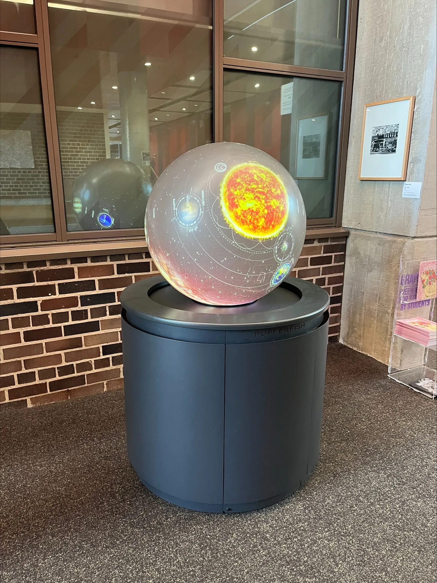The spherical display in Macquarie University's Discover, Create, Innovate centre